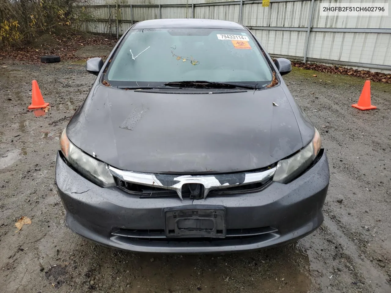 2012 Honda Civic Lx VIN: 2HGFB2F51CH602796 Lot: 79433114