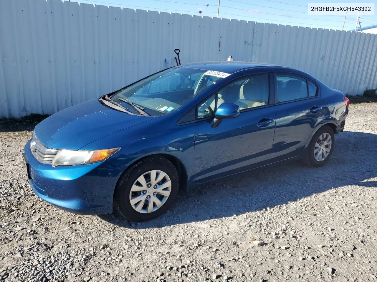 2012 Honda Civic Lx VIN: 2HGFB2F5XCH543392 Lot: 80209414