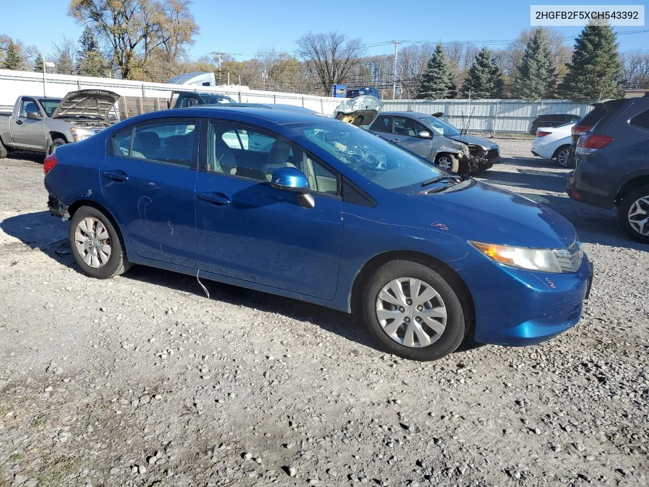 2012 Honda Civic Lx VIN: 2HGFB2F5XCH543392 Lot: 80209414