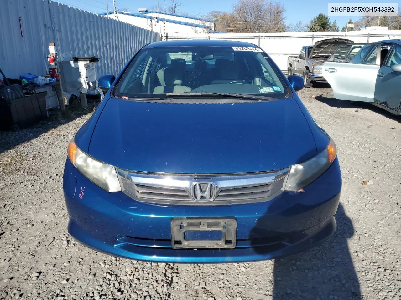 2012 Honda Civic Lx VIN: 2HGFB2F5XCH543392 Lot: 80209414