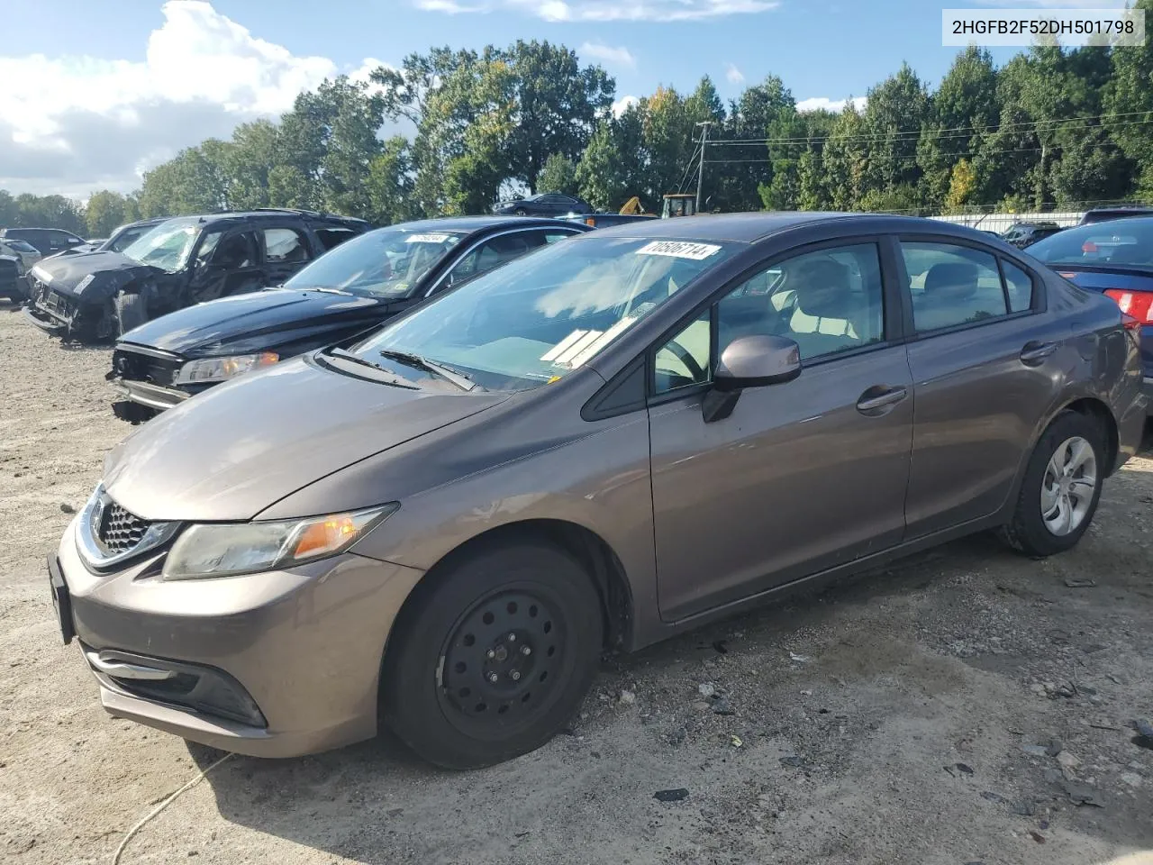 2013 Honda Civic Lx VIN: 2HGFB2F52DH501798 Lot: 70506714