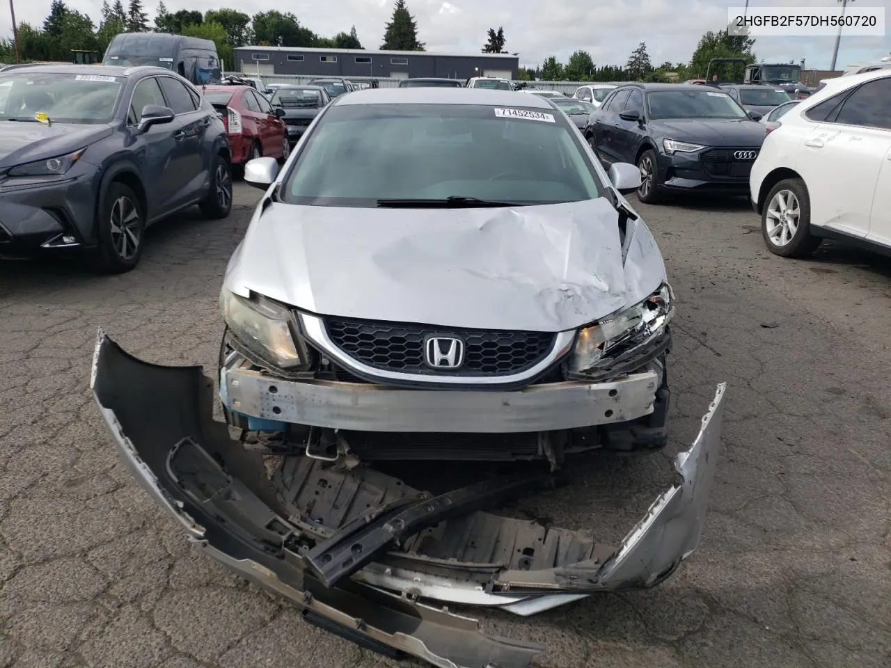 2013 Honda Civic Lx VIN: 2HGFB2F57DH560720 Lot: 71452534