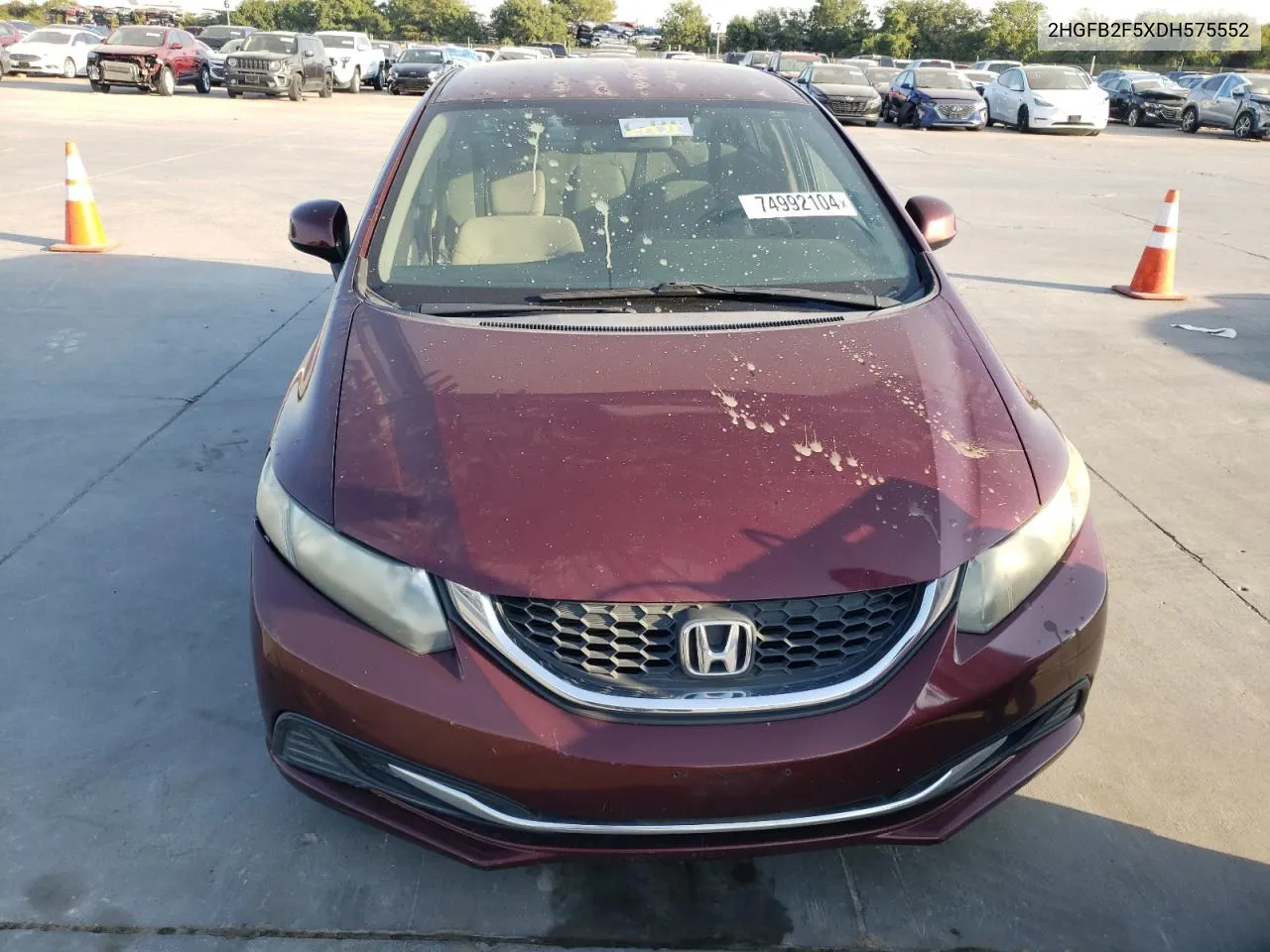 2013 Honda Civic Lx VIN: 2HGFB2F5XDH575552 Lot: 74992104