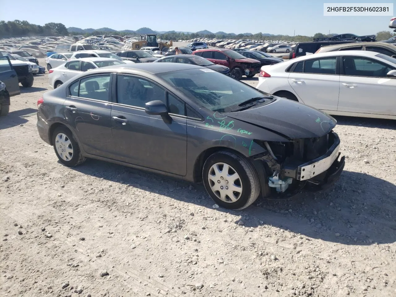 2013 Honda Civic Lx VIN: 2HGFB2F53DH602381 Lot: 75599024