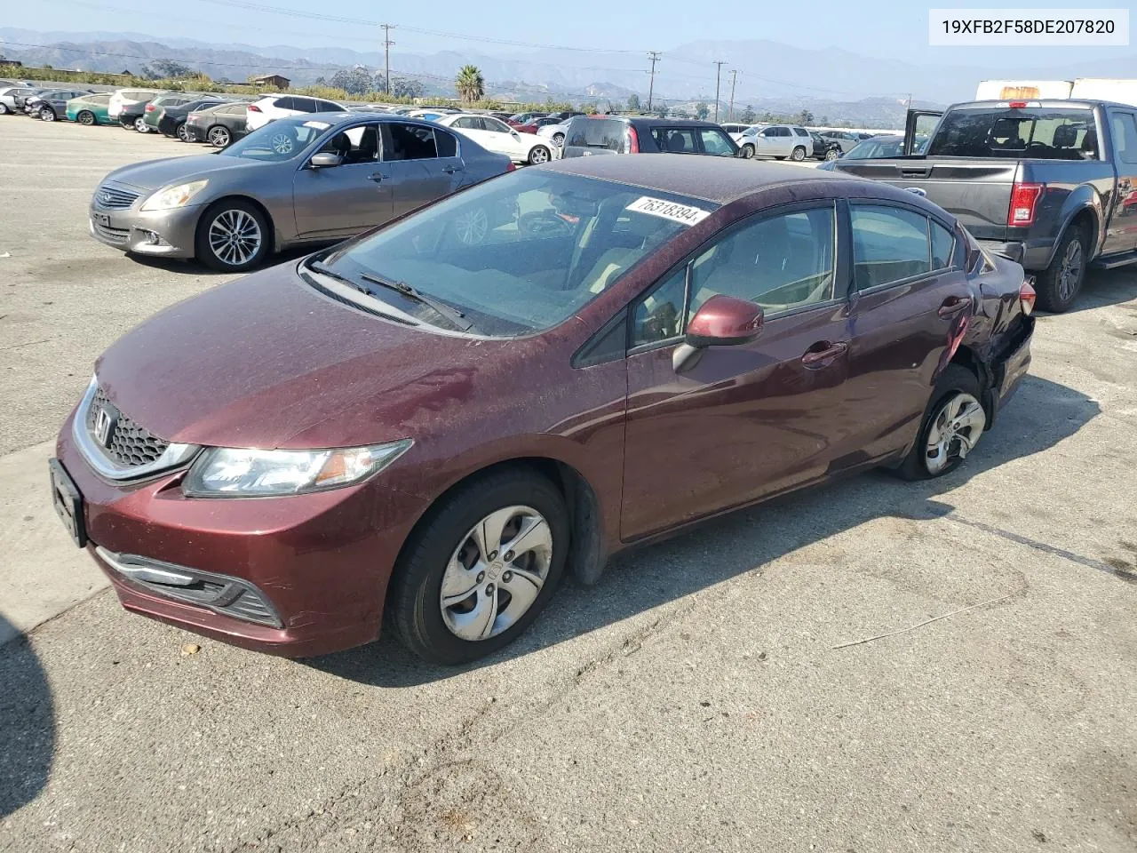 2013 Honda Civic Lx VIN: 19XFB2F58DE207820 Lot: 76318394