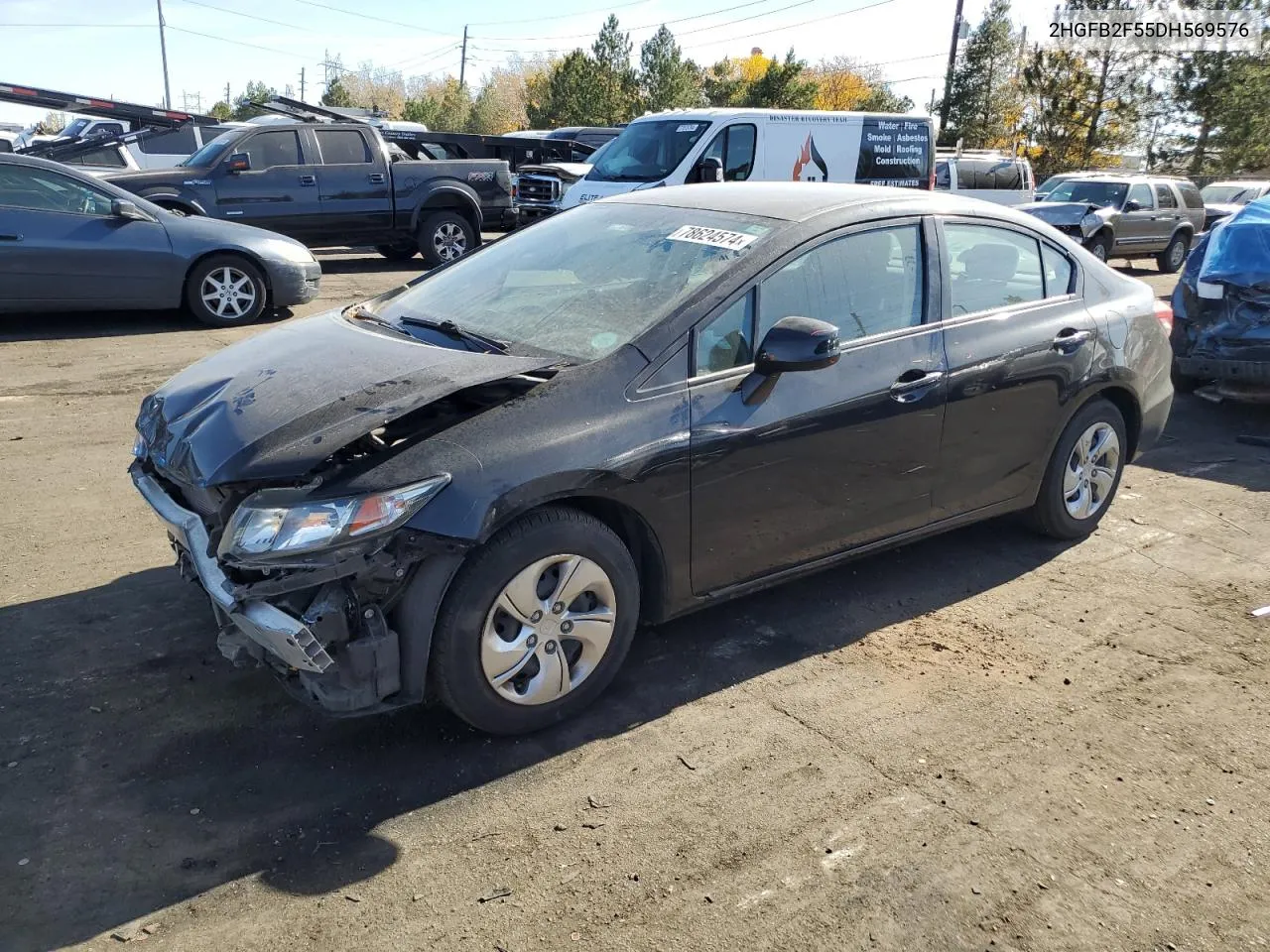 2013 Honda Civic Lx VIN: 2HGFB2F55DH569576 Lot: 78624574