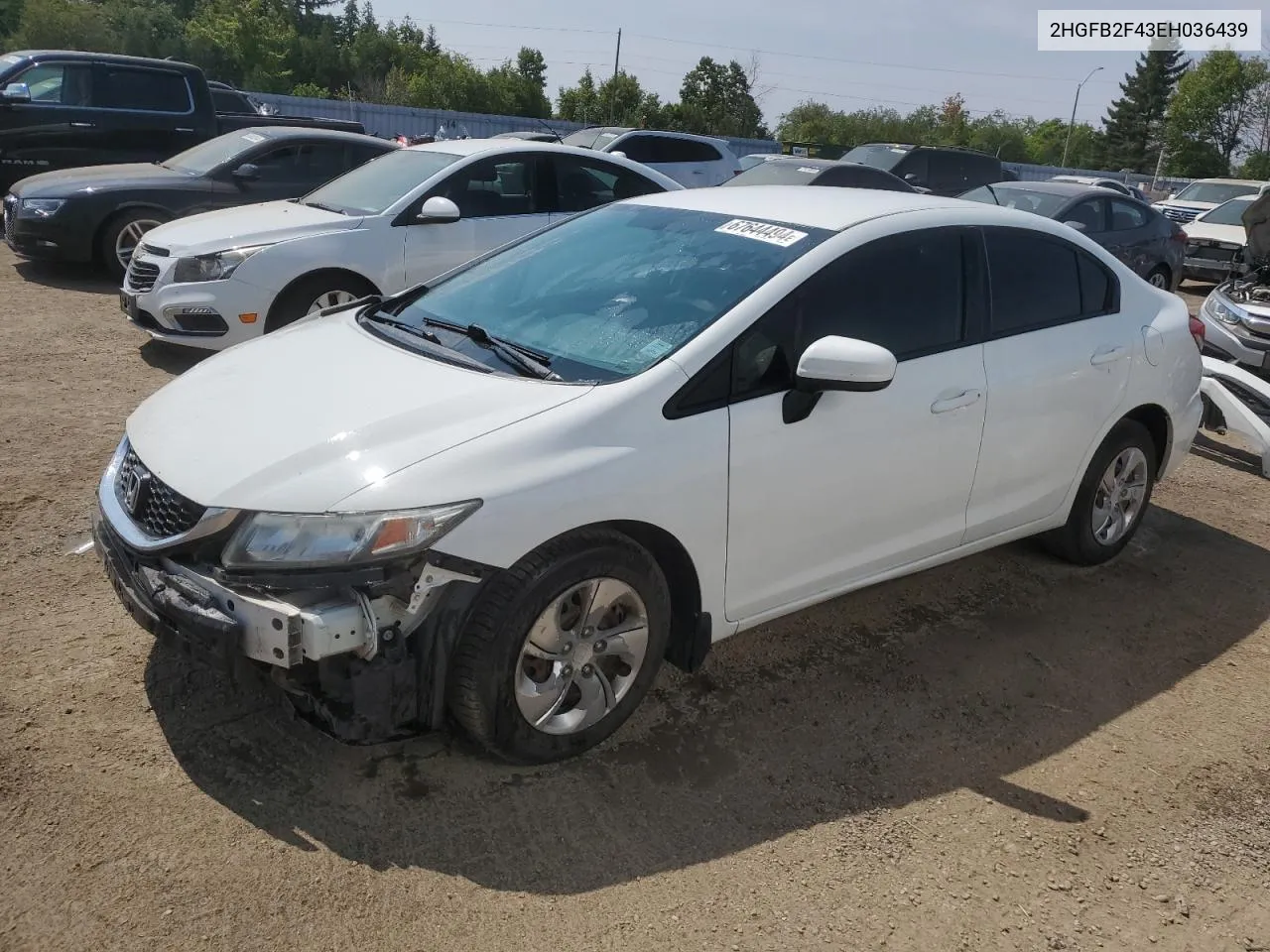 2014 Honda Civic Lx VIN: 2HGFB2F43EH036439 Lot: 67644494