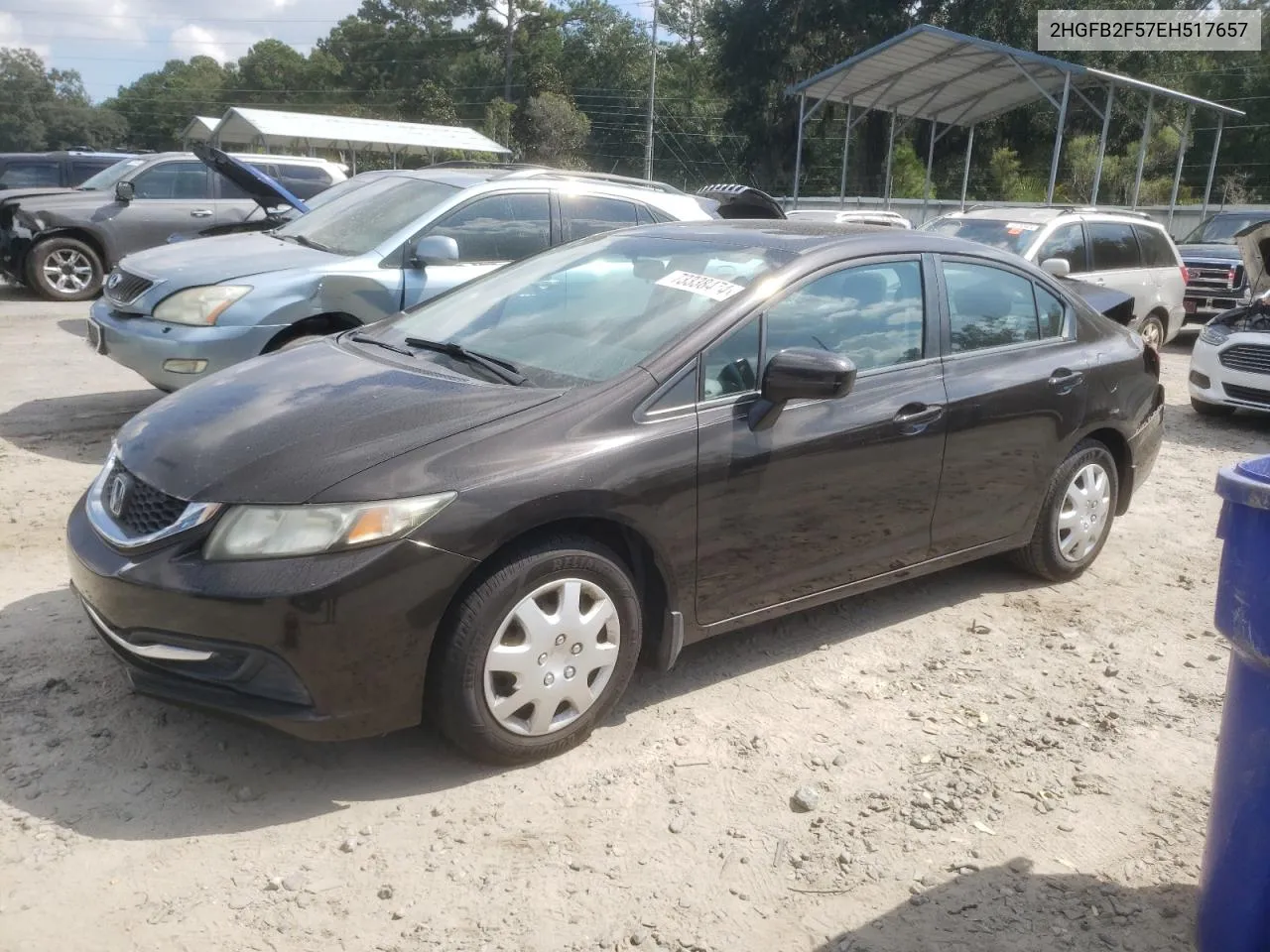 2014 Honda Civic Lx VIN: 2HGFB2F57EH517657 Lot: 73338474