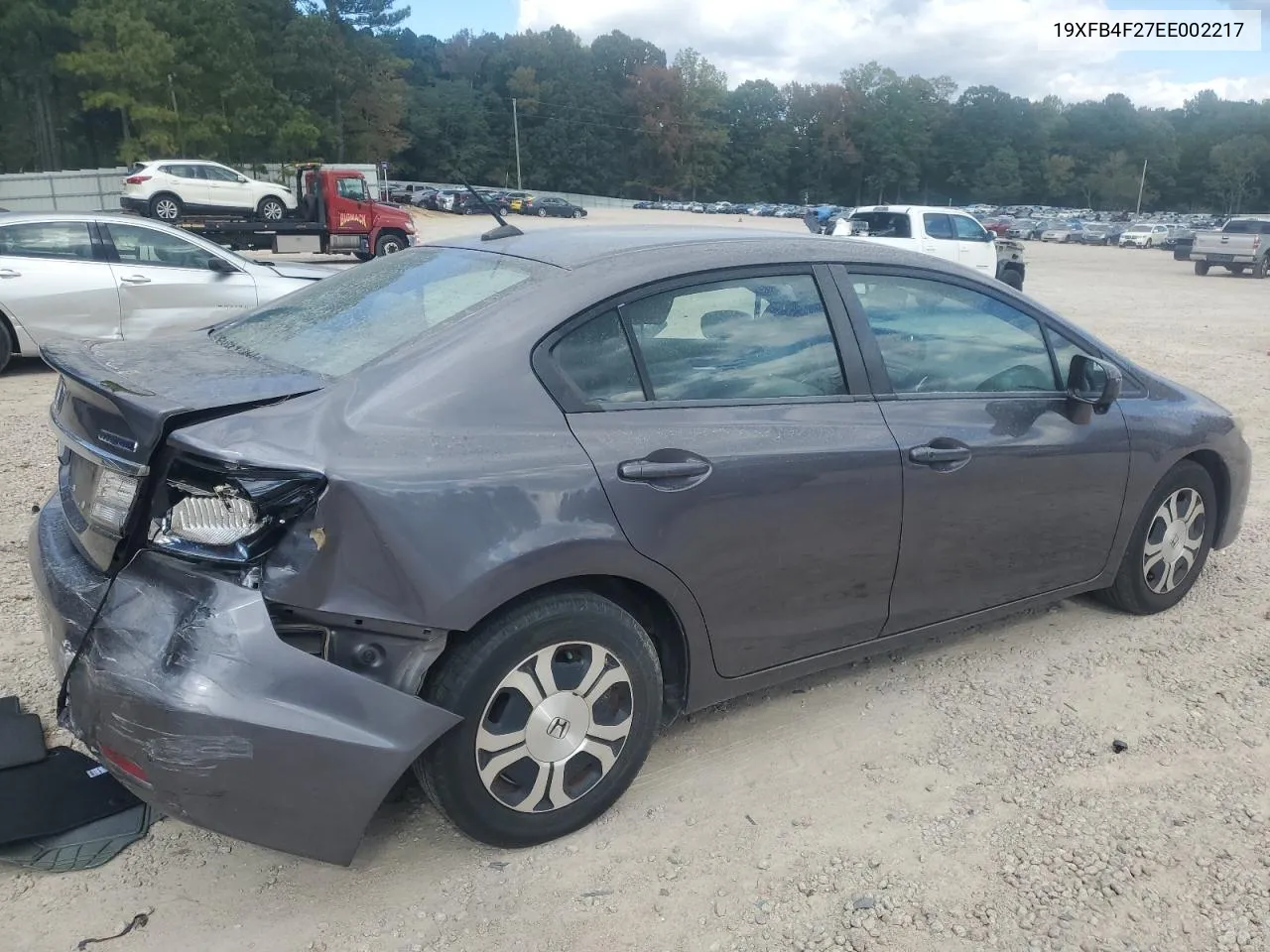 2014 Honda Civic Hybrid VIN: 19XFB4F27EE002217 Lot: 75302144