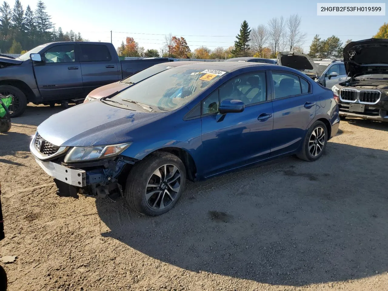 2015 Honda Civic Lx VIN: 2HGFB2F53FH019599 Lot: 75182534