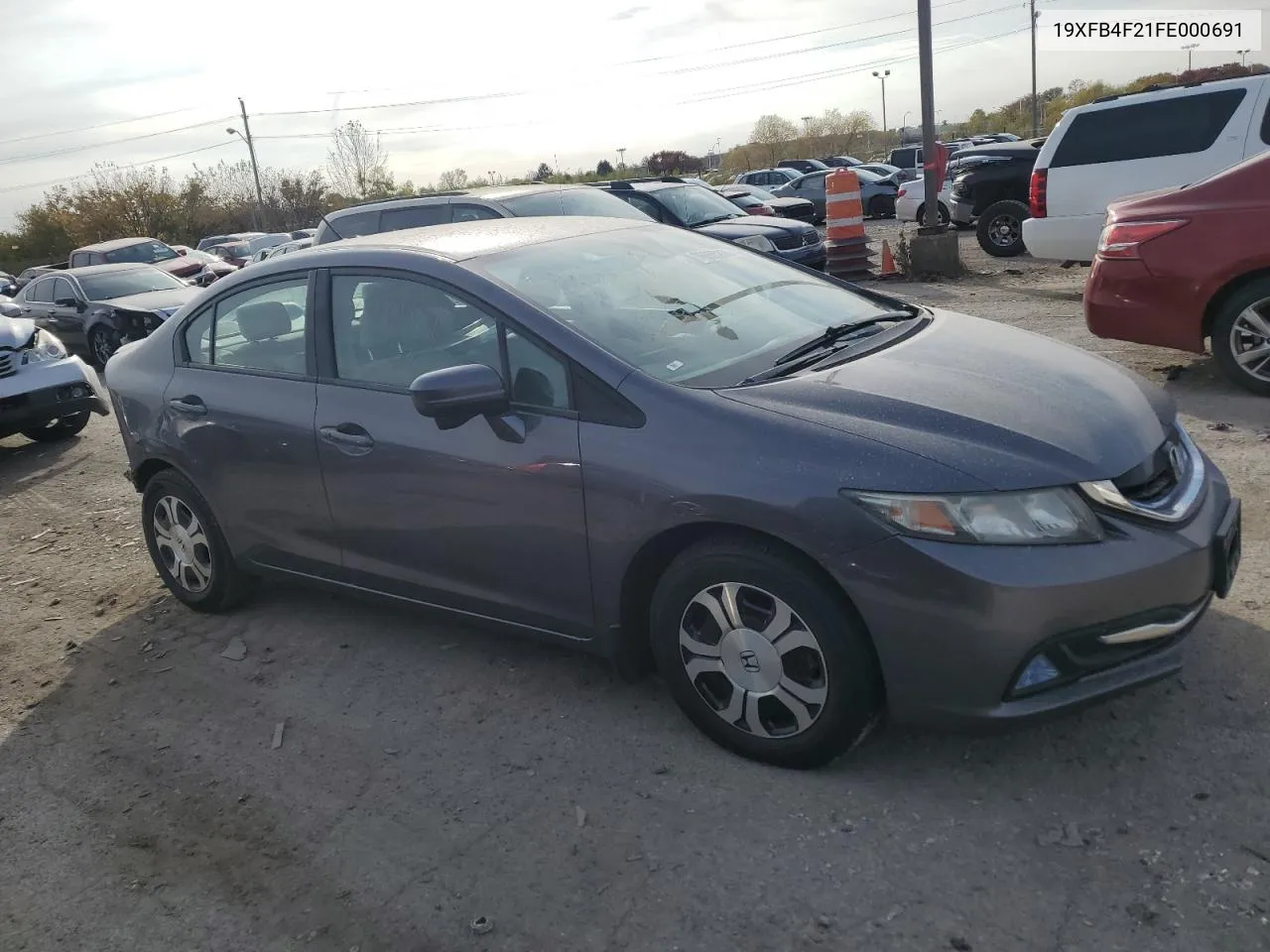 2015 Honda Civic Hybrid VIN: 19XFB4F21FE000691 Lot: 76955294