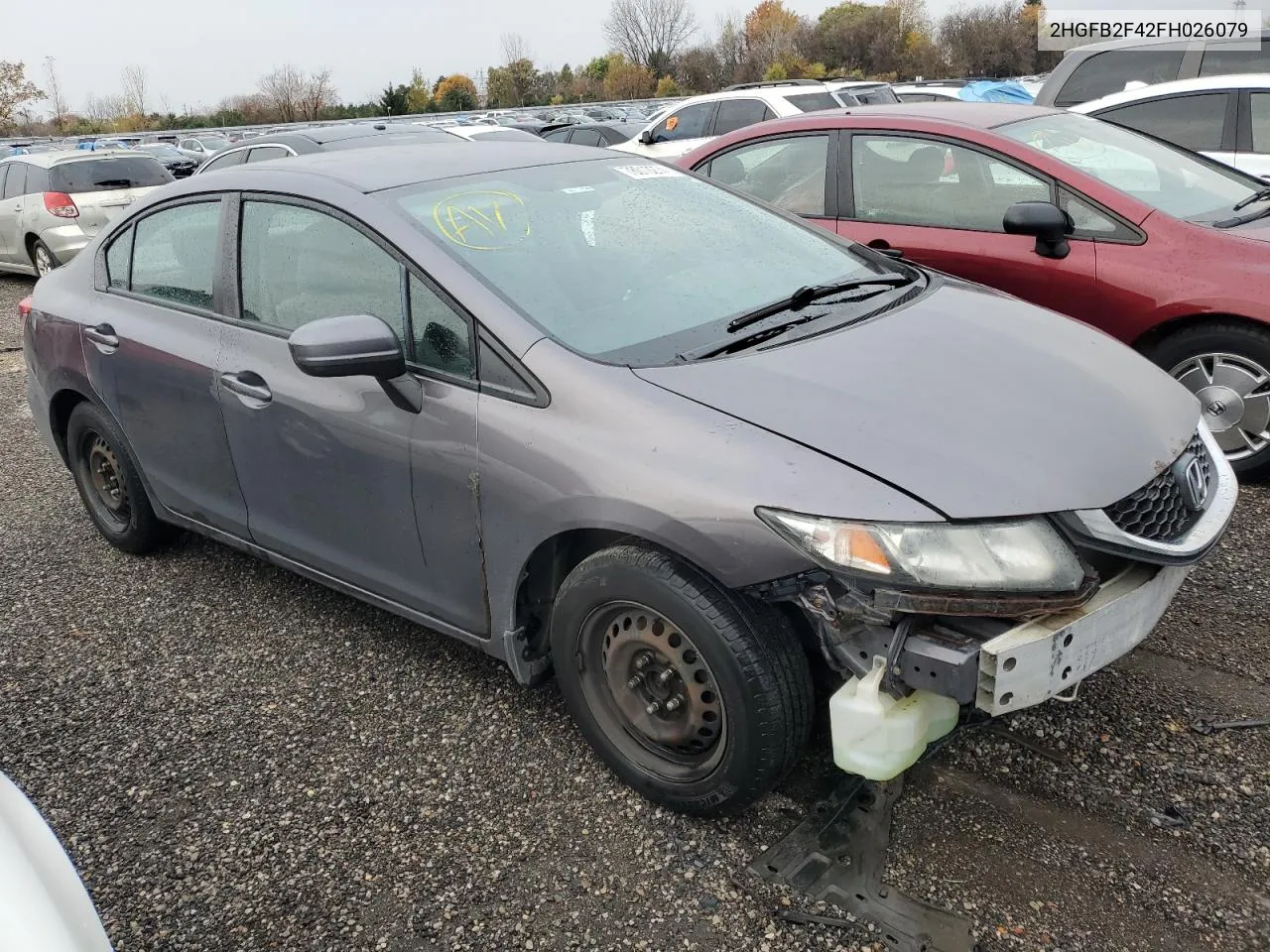 2015 Honda Civic Lx VIN: 2HGFB2F42FH026079 Lot: 78013274