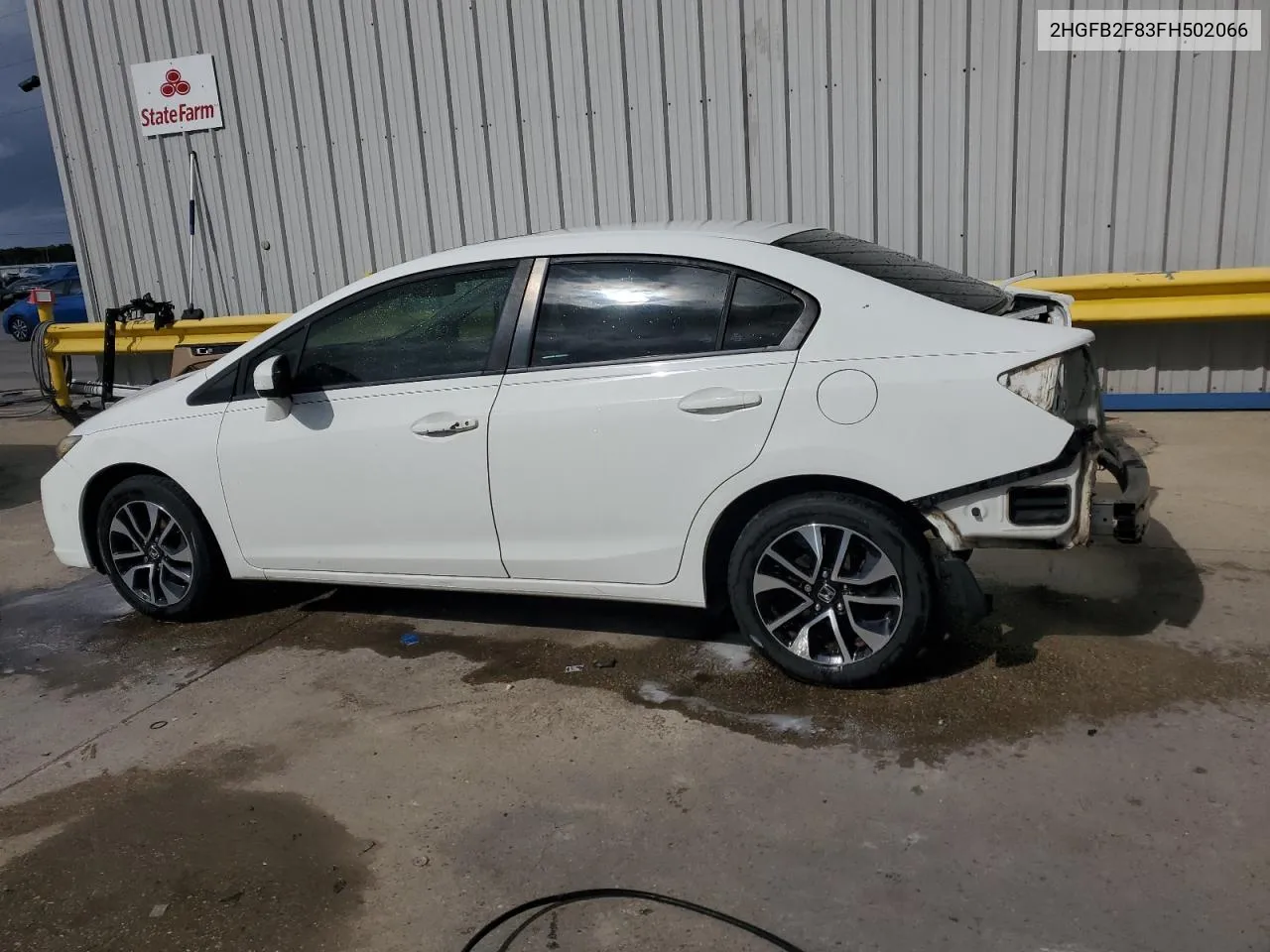 2015 Honda Civic Ex VIN: 2HGFB2F83FH502066 Lot: 78875234