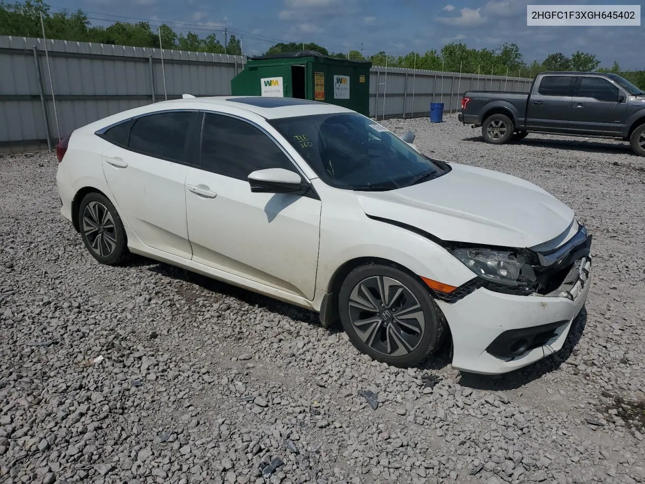 2016 Honda Civic Ex VIN: 2HGFC1F3XGH645402 Lot: 51561454