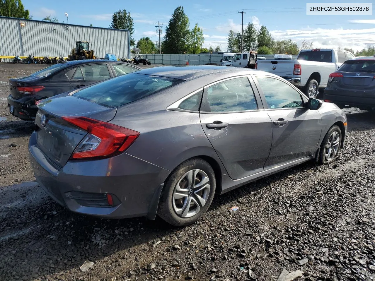 2016 Honda Civic Lx VIN: 2HGFC2F53GH502878 Lot: 53414234