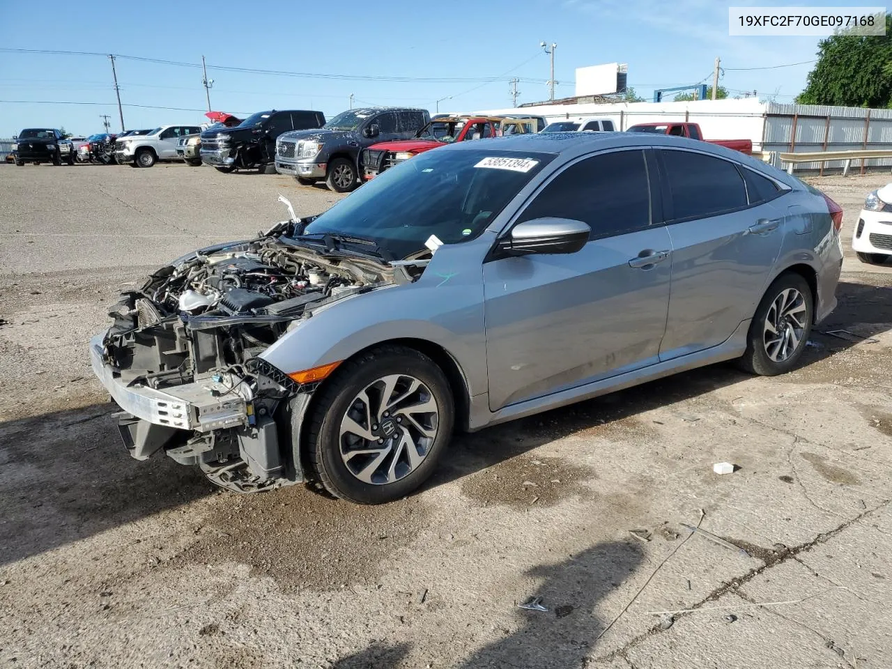 2016 Honda Civic Ex VIN: 19XFC2F70GE097168 Lot: 53851394