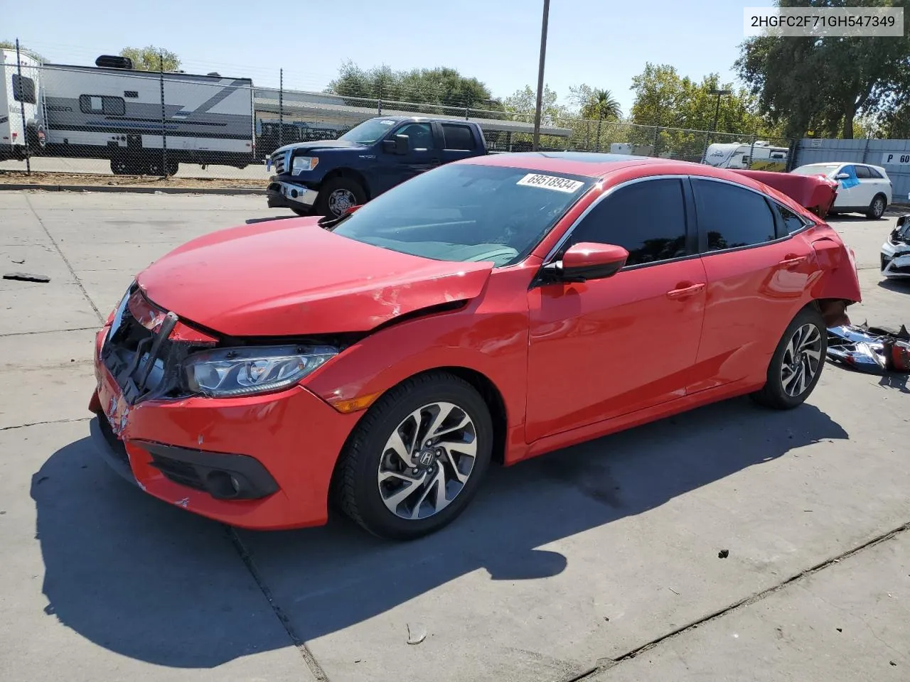 2016 Honda Civic Ex VIN: 2HGFC2F71GH547349 Lot: 69518934