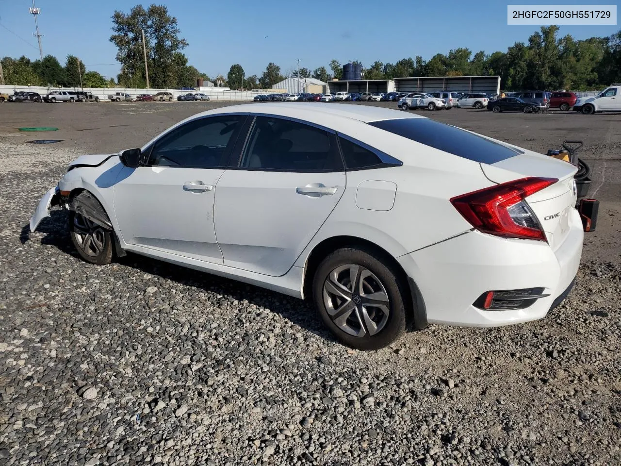 2016 Honda Civic Lx VIN: 2HGFC2F50GH551729 Lot: 71472324