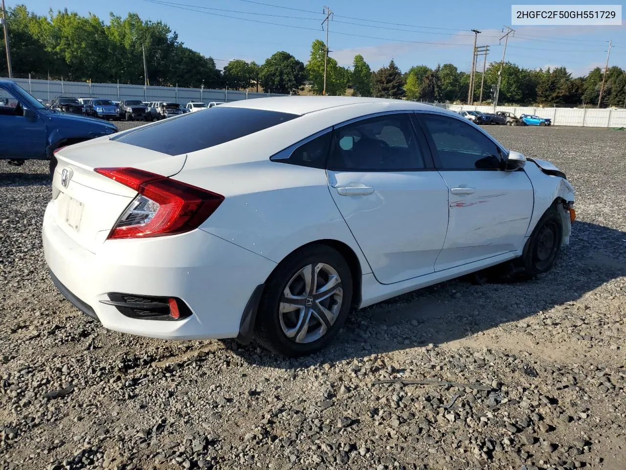 2016 Honda Civic Lx VIN: 2HGFC2F50GH551729 Lot: 71472324