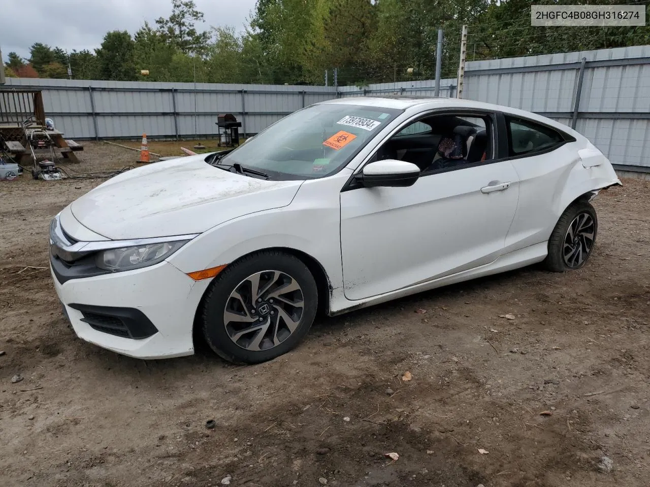 2016 Honda Civic Lx VIN: 2HGFC4B08GH316274 Lot: 73978934