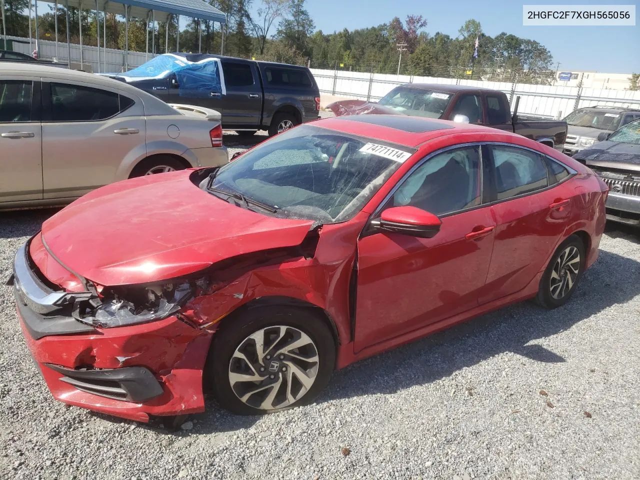 2016 Honda Civic Ex VIN: 2HGFC2F7XGH565056 Lot: 74771114