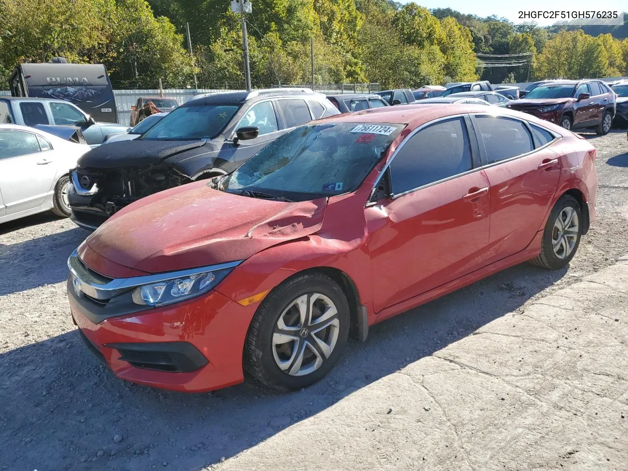 2016 Honda Civic Lx VIN: 2HGFC2F51GH576235 Lot: 75611724