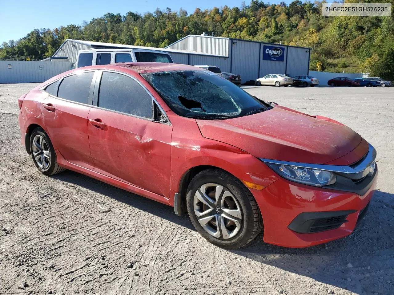 2016 Honda Civic Lx VIN: 2HGFC2F51GH576235 Lot: 75611724