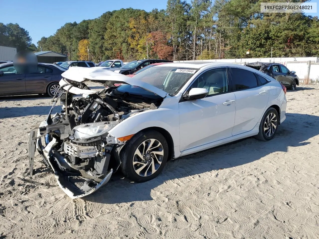 2016 Honda Civic Ex VIN: 19XFC2F73GE248021 Lot: 76451944