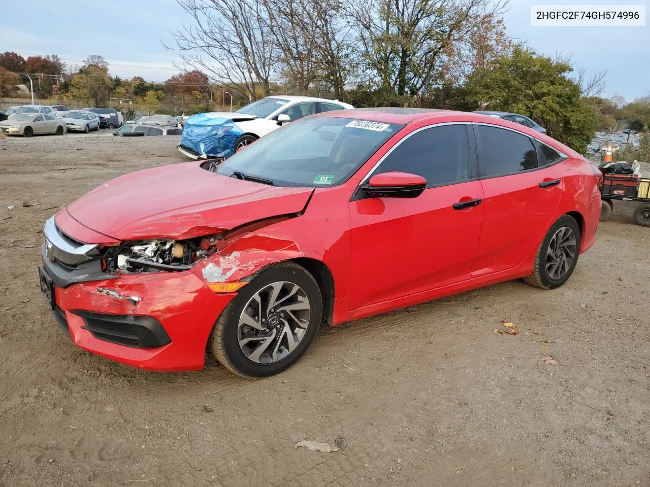 2016 Honda Civic Ex VIN: 2HGFC2F74GH574996 Lot: 78030374