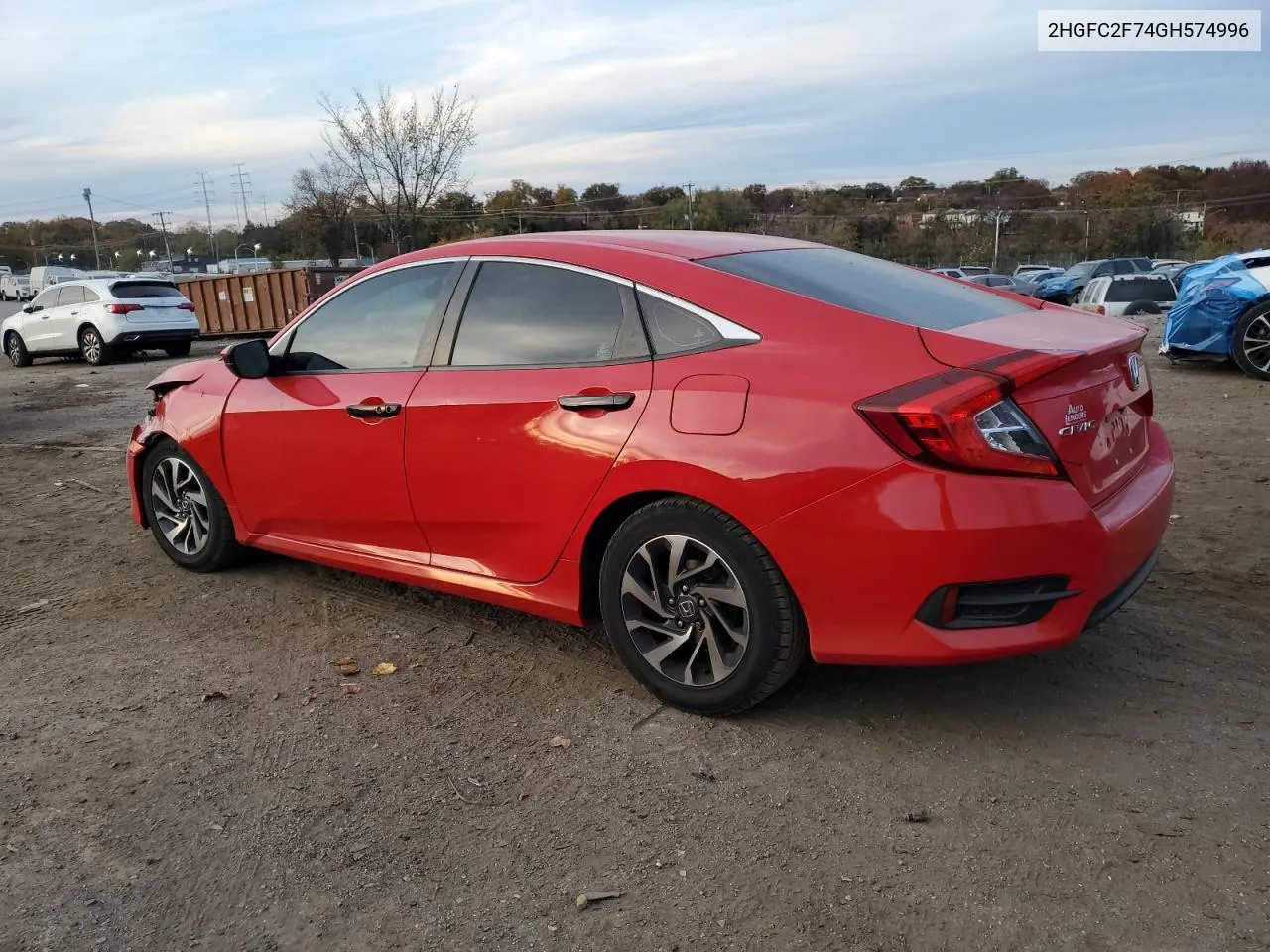 2016 Honda Civic Ex VIN: 2HGFC2F74GH574996 Lot: 78030374