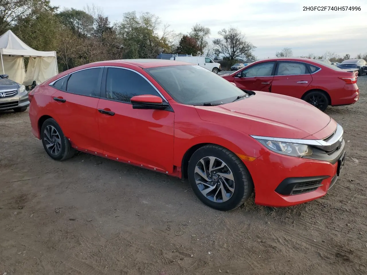 2016 Honda Civic Ex VIN: 2HGFC2F74GH574996 Lot: 78030374