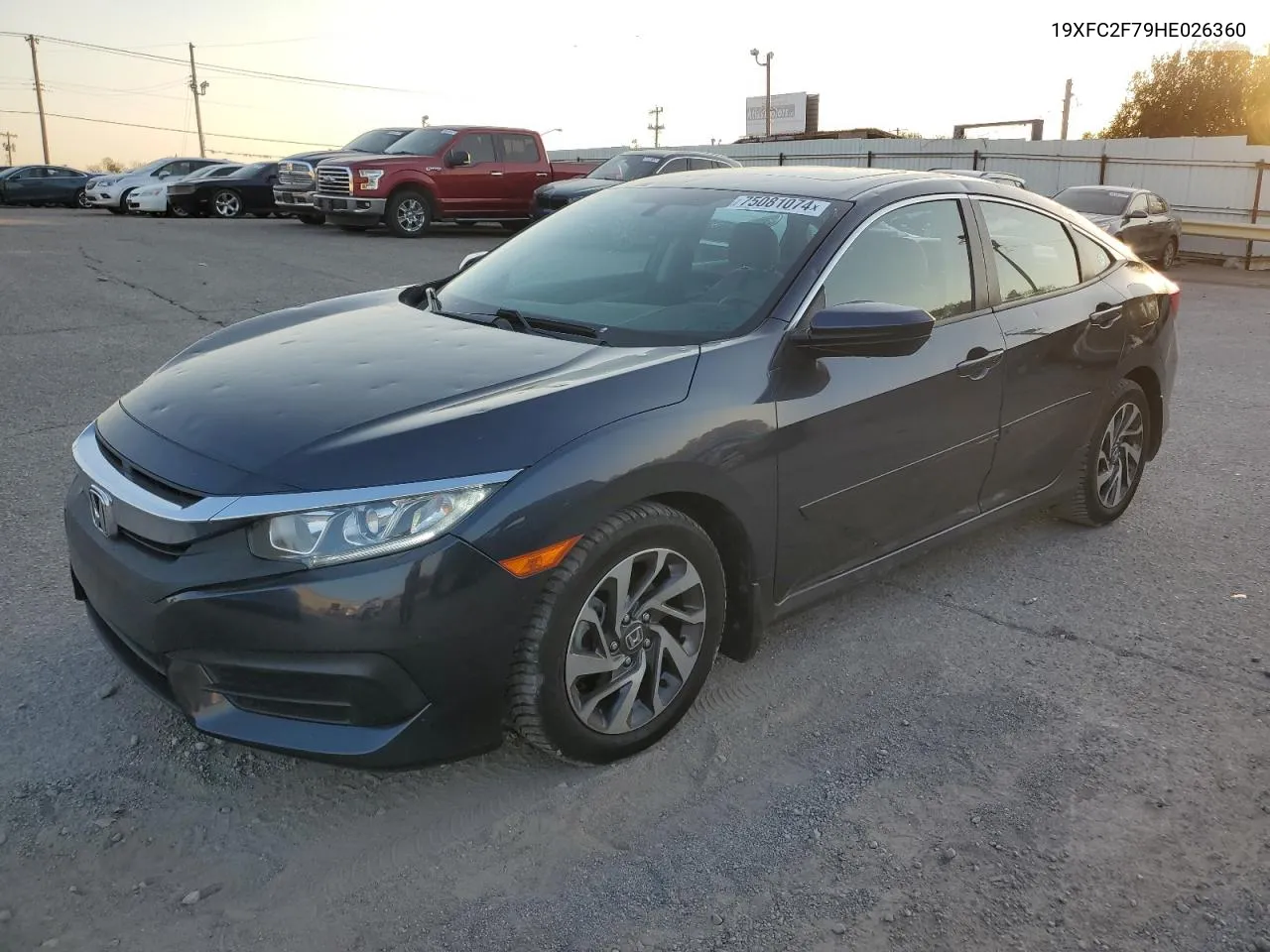 2017 Honda Civic Ex VIN: 19XFC2F79HE026360 Lot: 75081074