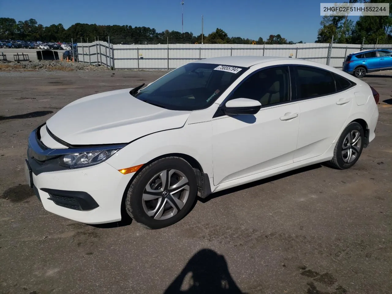 2017 Honda Civic Lx VIN: 2HGFC2F51HH552244 Lot: 75855794