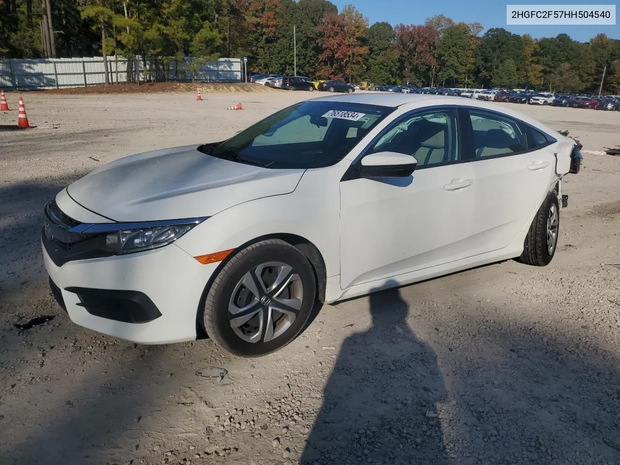 2017 Honda Civic Lx VIN: 2HGFC2F57HH504540 Lot: 76518534