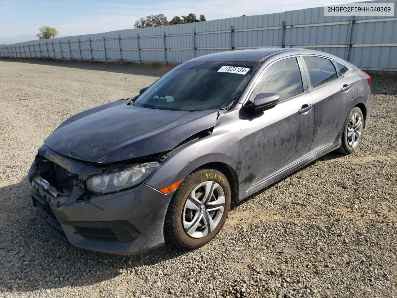 2017 Honda Civic Lx VIN: 2HGFC2F59HH540309 Lot: 77035134