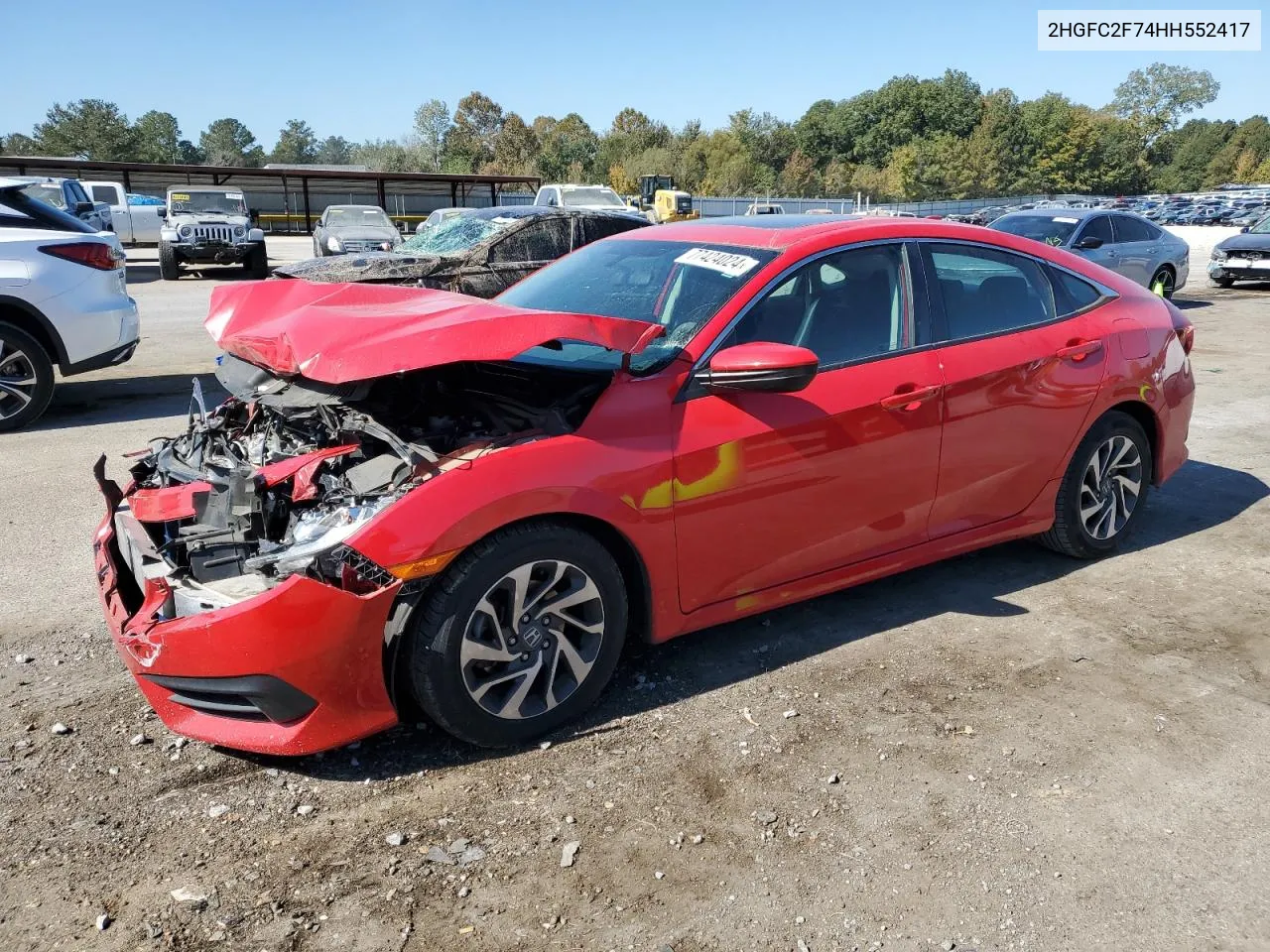 2017 Honda Civic Ex VIN: 2HGFC2F74HH552417 Lot: 77424024