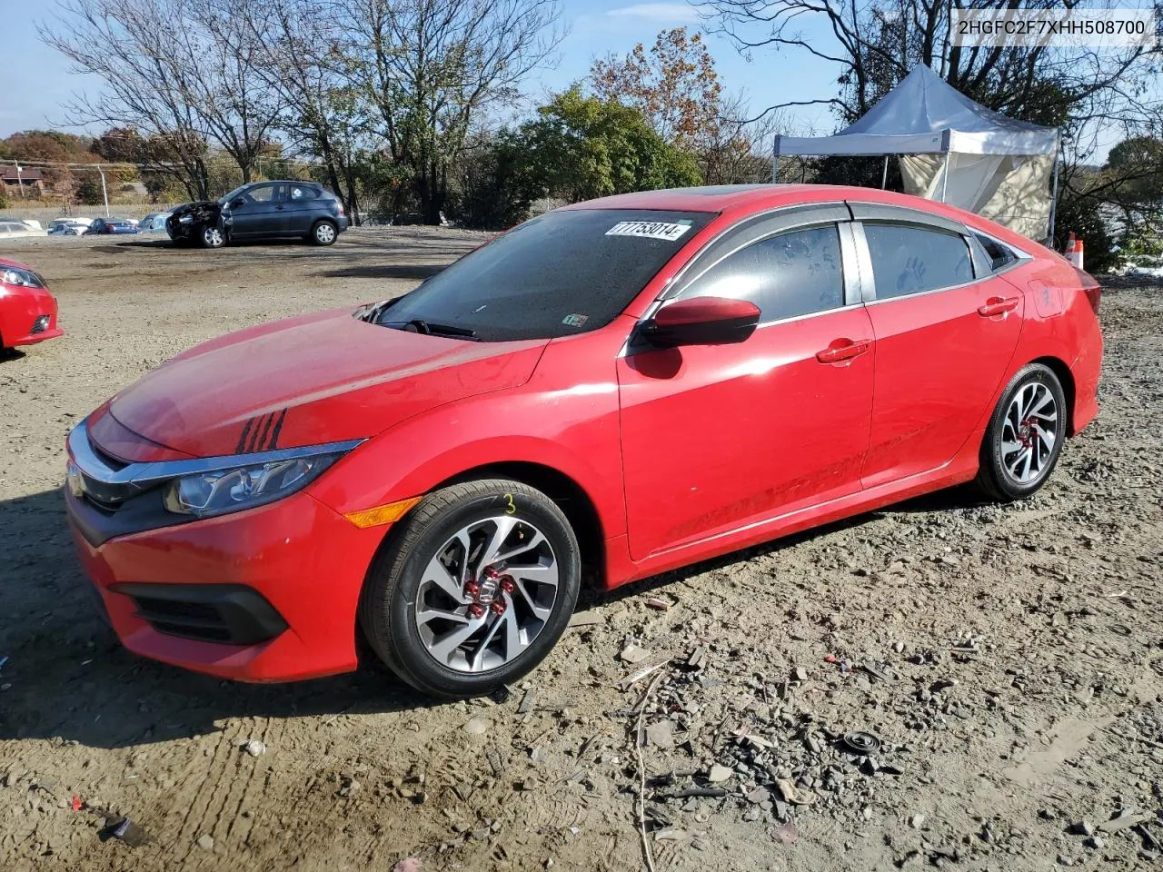 2017 Honda Civic Ex VIN: 2HGFC2F7XHH508700 Lot: 77753014