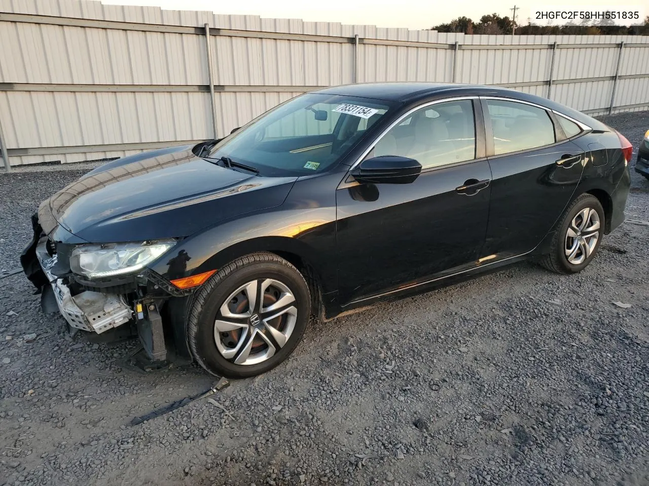 2017 Honda Civic Lx VIN: 2HGFC2F58HH551835 Lot: 78331154