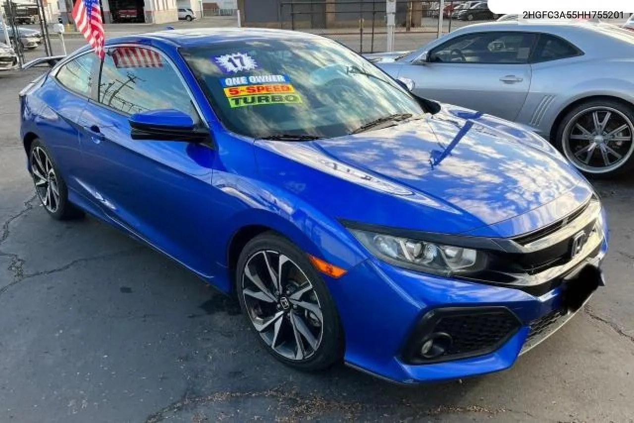 2017 Honda Civic Si VIN: 2HGFC3A55HH755201 Lot: 79974154