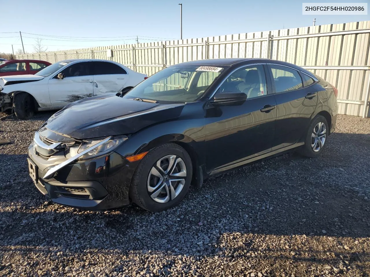 2017 Honda Civic Lx VIN: 2HGFC2F54HH020986 Lot: 80498694