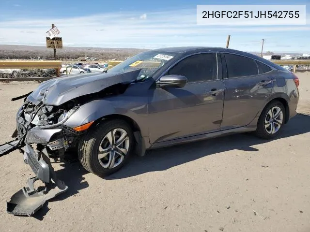 2018 Honda Civic Lx VIN: 2HGFC2F51JH542755 Lot: 56669924