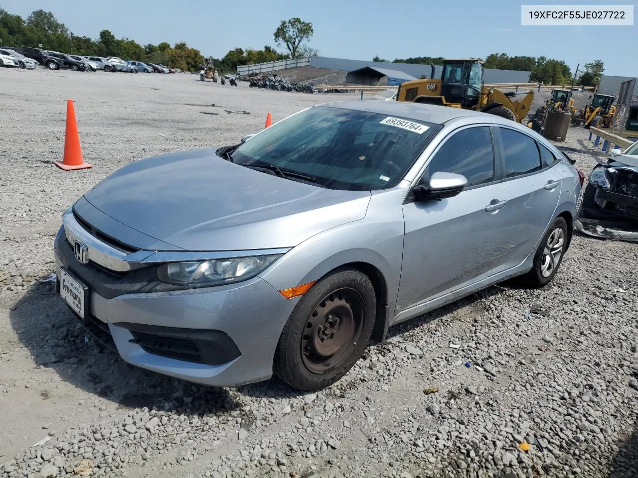 2018 Honda Civic Lx VIN: 19XFC2F55JE027722 Lot: 69393764