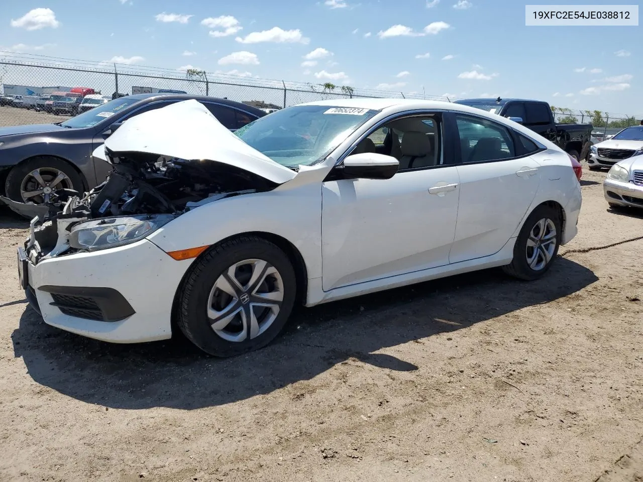 2018 Honda Civic Lx VIN: 19XFC2E54JE038812 Lot: 70652374