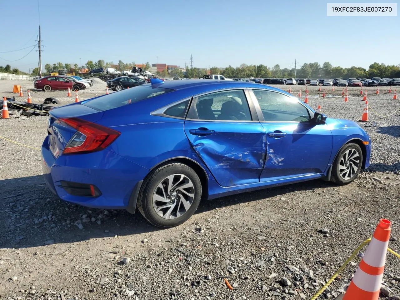 2018 Honda Civic Ex VIN: 19XFC2F83JE007270 Lot: 70830174