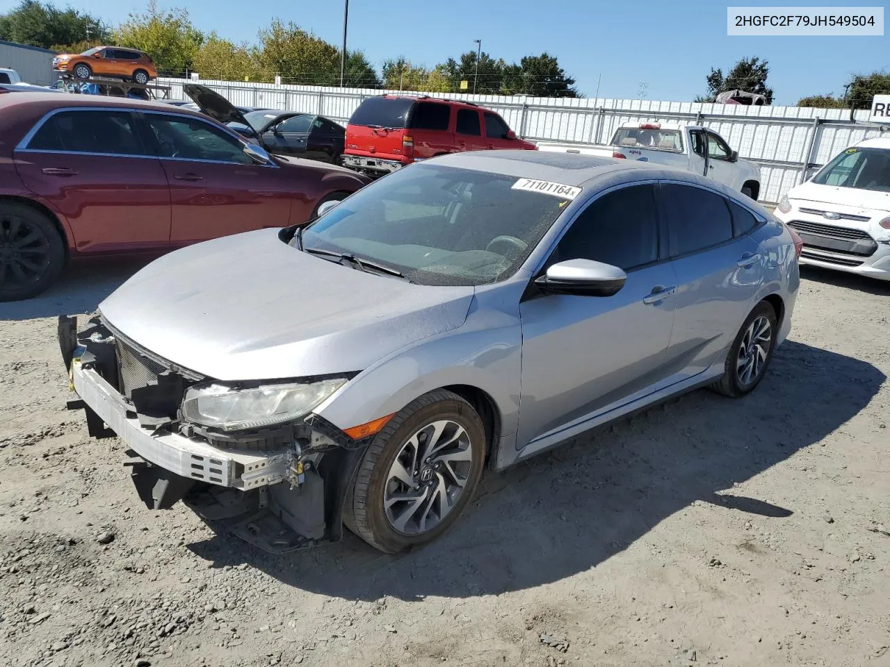 2018 Honda Civic Ex VIN: 2HGFC2F79JH549504 Lot: 71101164