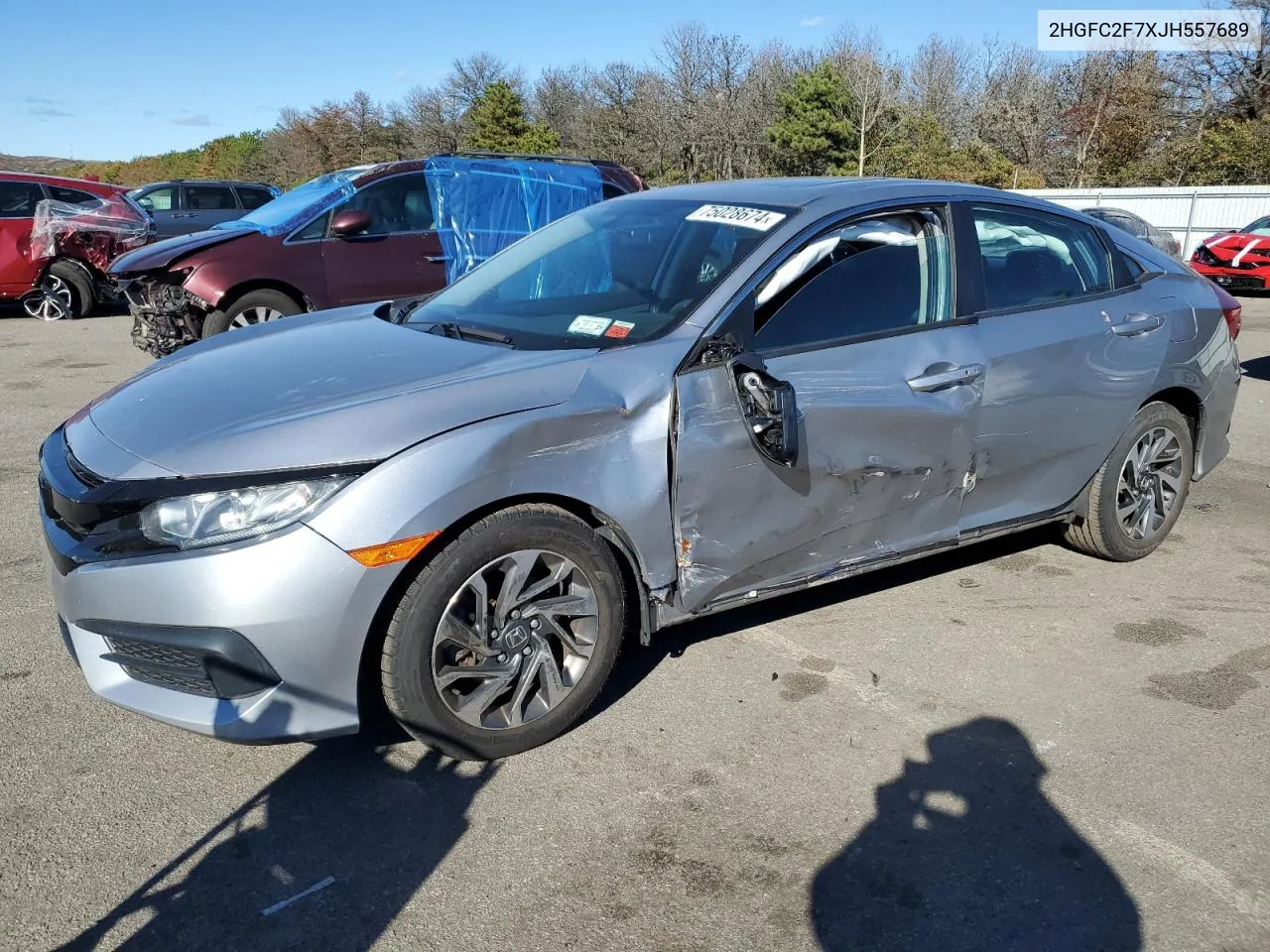 2018 Honda Civic Ex VIN: 2HGFC2F7XJH557689 Lot: 75028674