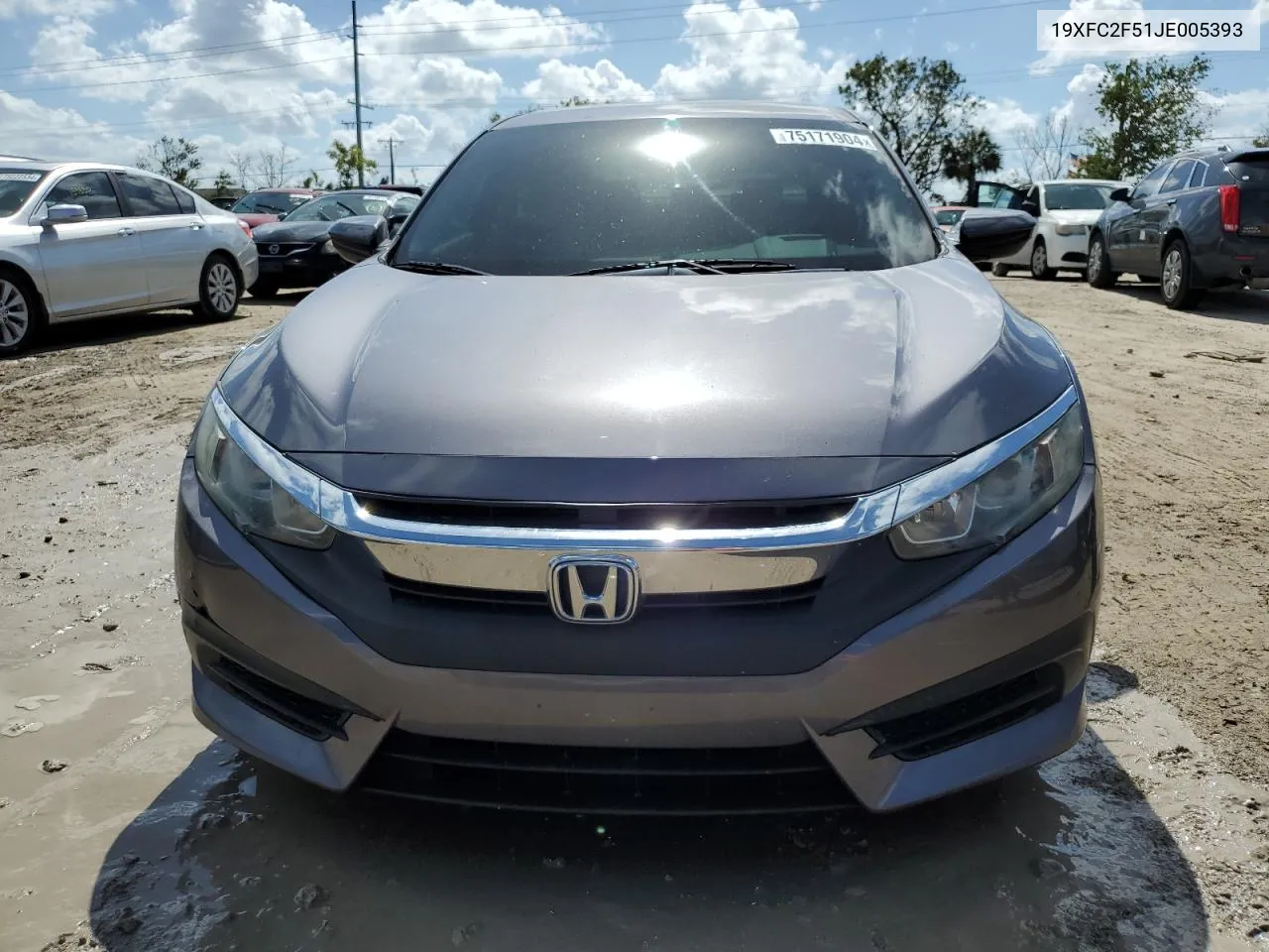 2018 Honda Civic Lx VIN: 19XFC2F51JE005393 Lot: 75171904