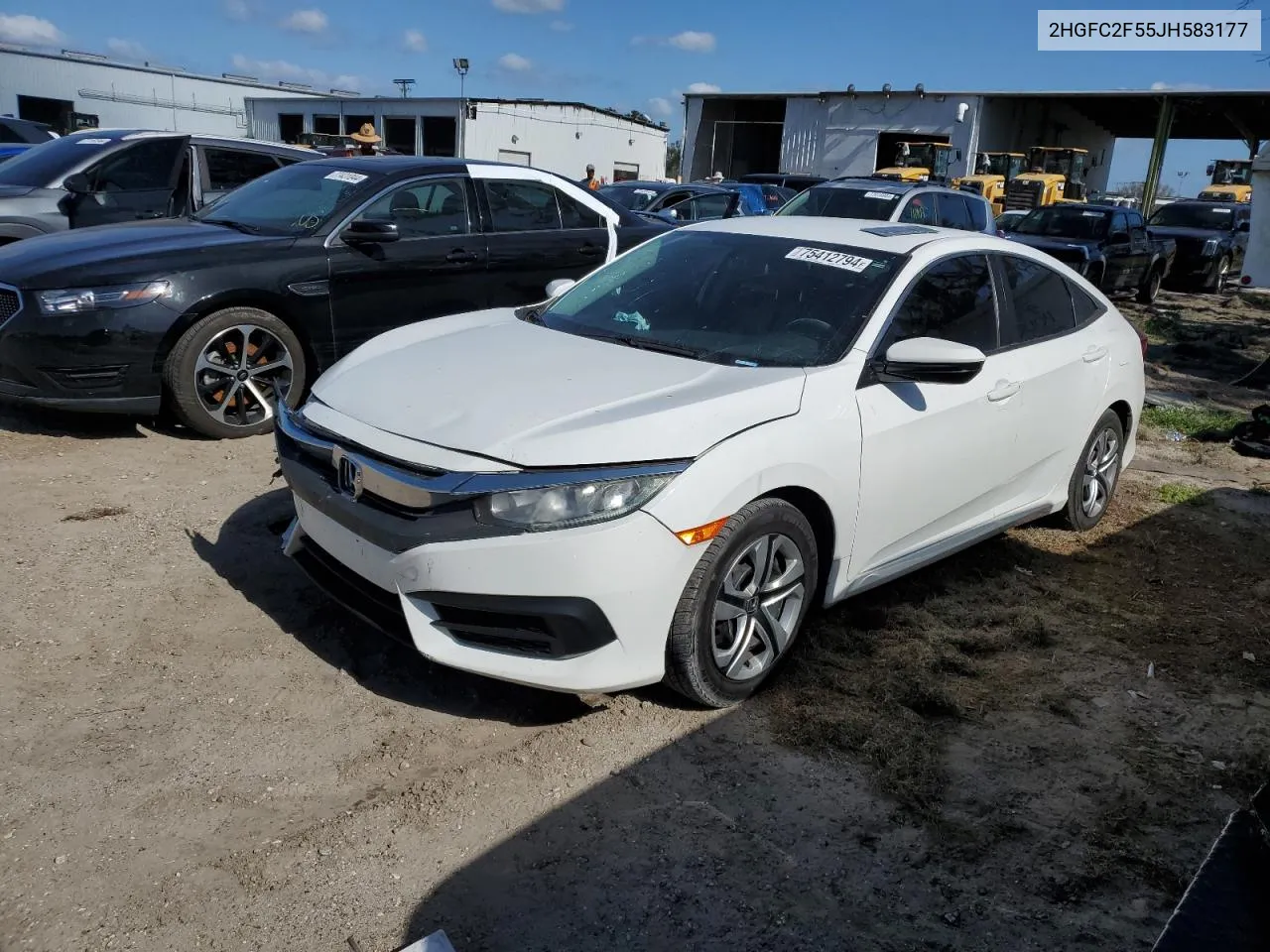 2018 Honda Civic Lx VIN: 2HGFC2F55JH583177 Lot: 75412794