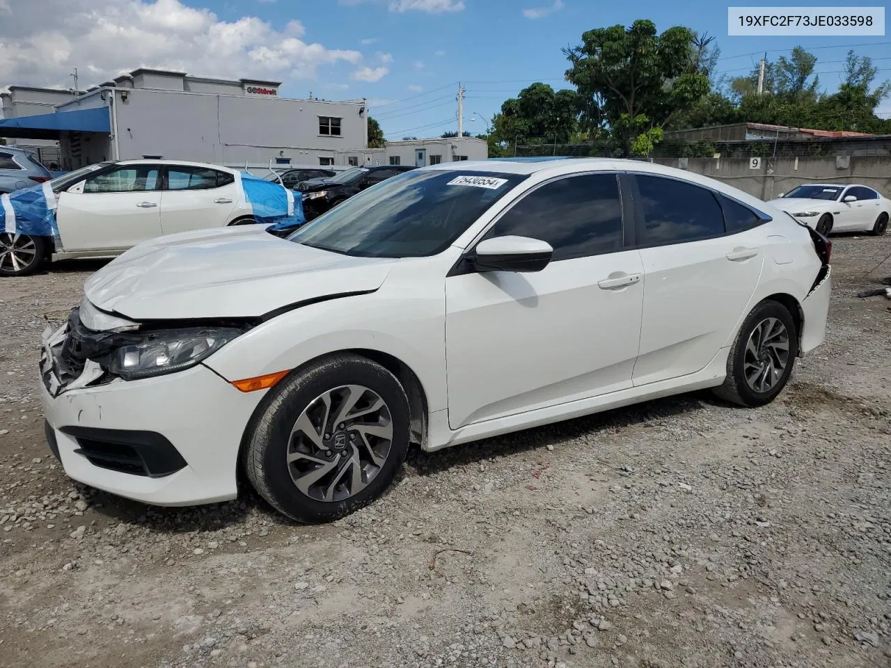 2018 Honda Civic Ex VIN: 19XFC2F73JE033598 Lot: 75430554