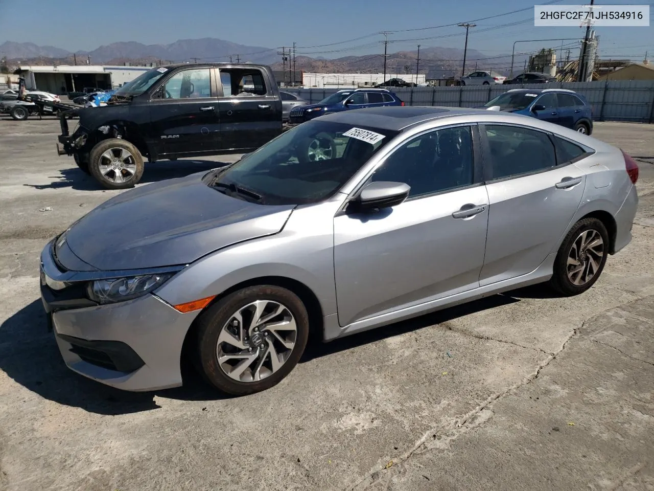 2018 Honda Civic Ex VIN: 2HGFC2F71JH534916 Lot: 75507814